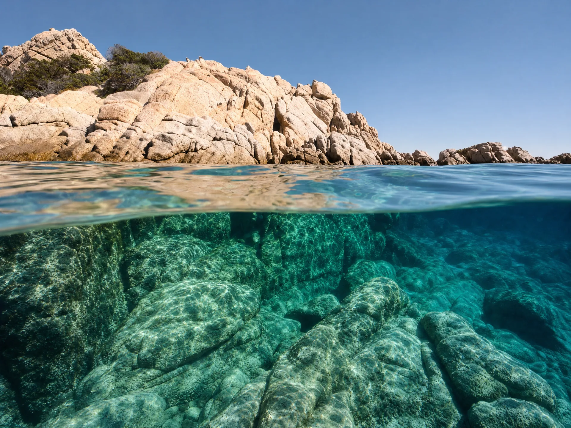 Wild Corsican coastline at first light