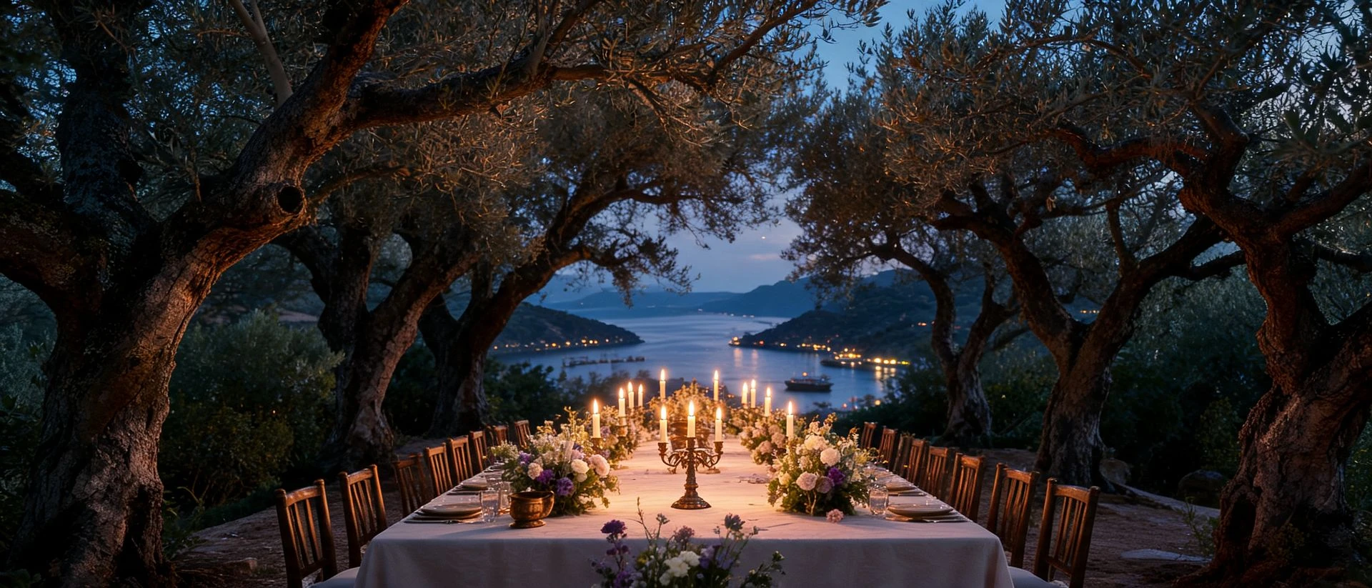 A private terrace above the Mediterranean at dusk